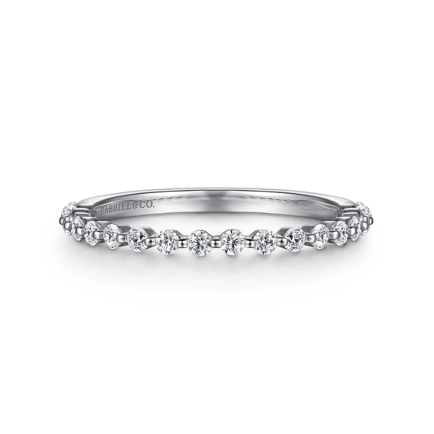14K White Gold Single Prong Diamond Anniversary Band