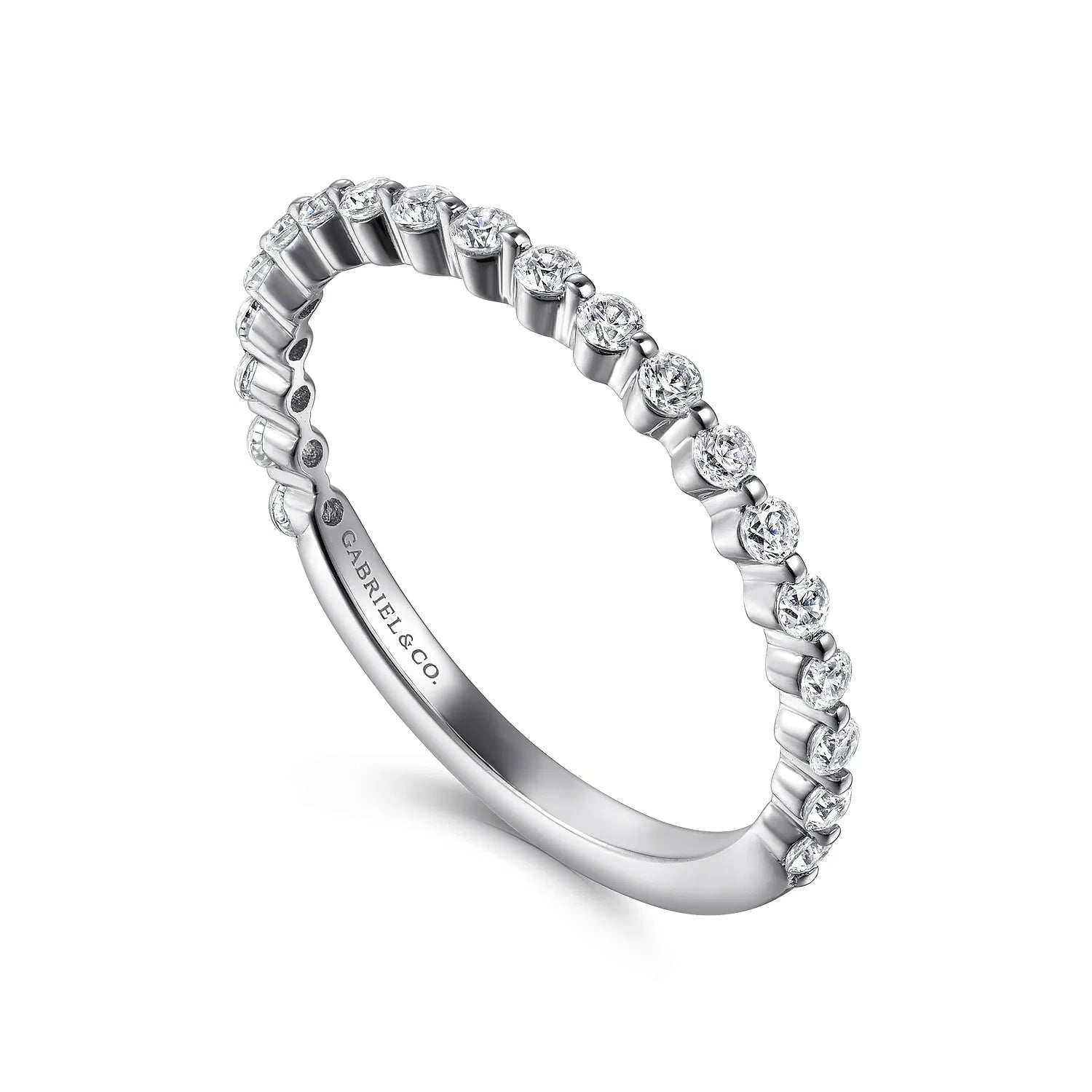 14K White Gold Single Prong Diamond Anniversary Band