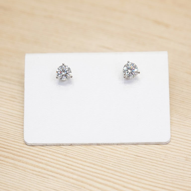 14K White Gold Diamond Earrings, with 1.13ctw Natural Diamonds