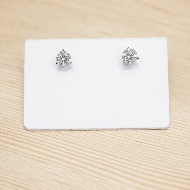 14K White Gold Diamond Earrings, with 1.25ctw Natural Diamonds