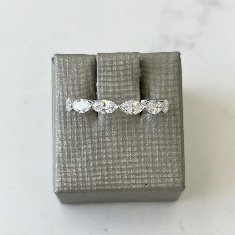 14K White gold Marquise Lab Diamond Anniversary band.