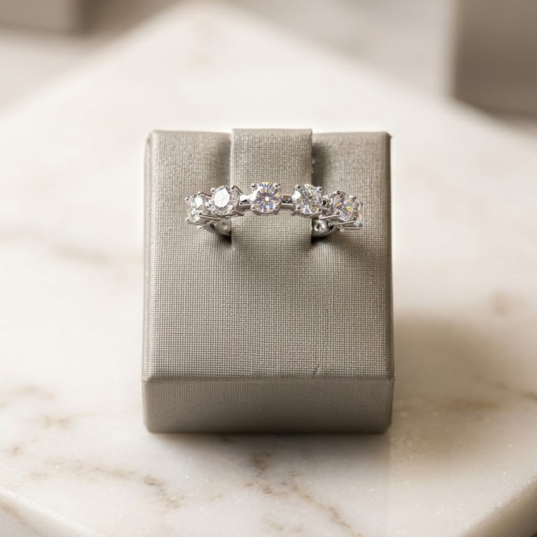 14KT White Gold Round Lab Diamond Anniversary Band.