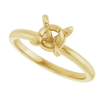 18K Yellow Gold Engagement ring, with 1.1ct Round Lab Diamond
