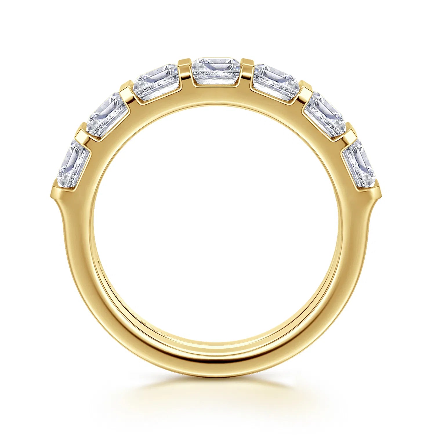 14K Yellow Gold Channel Setting Emerald Cut Diamond Anniversary Band