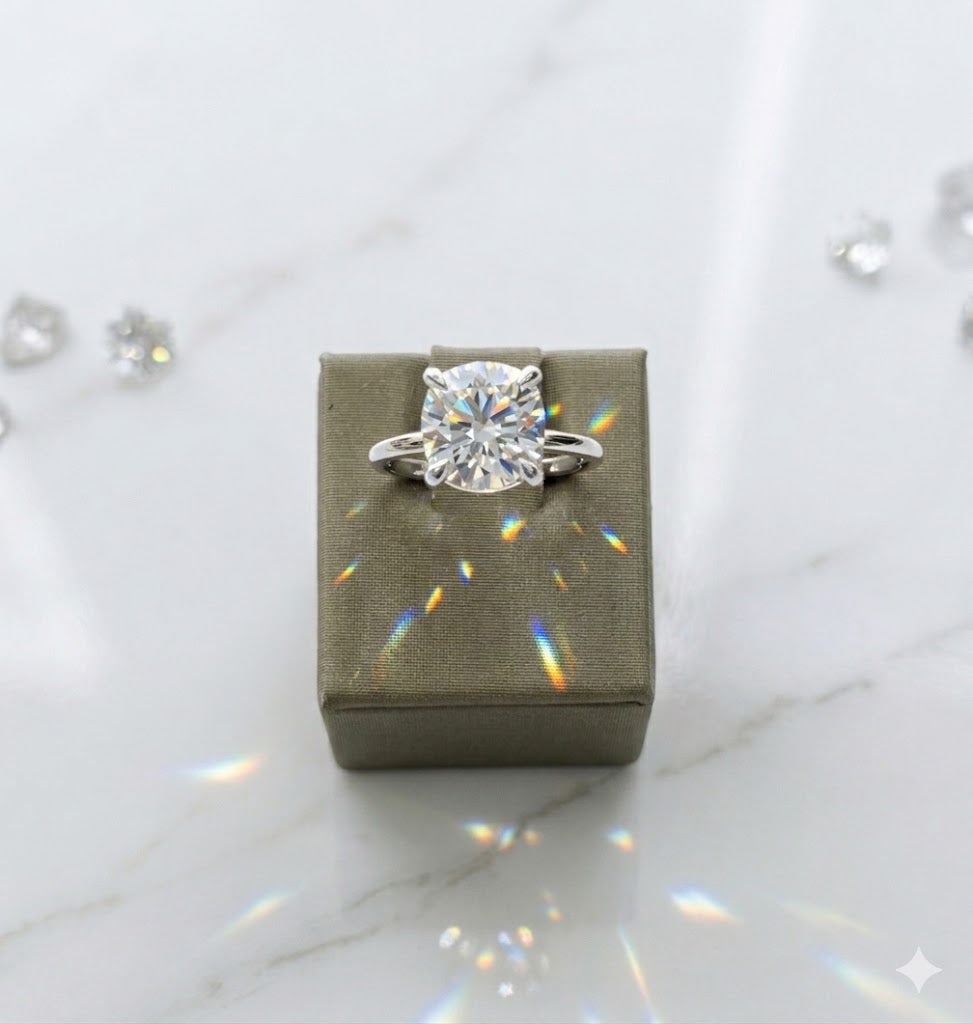 14K White Gold Round 3.21ct Solitaire with lab Diamond Engagement Ring