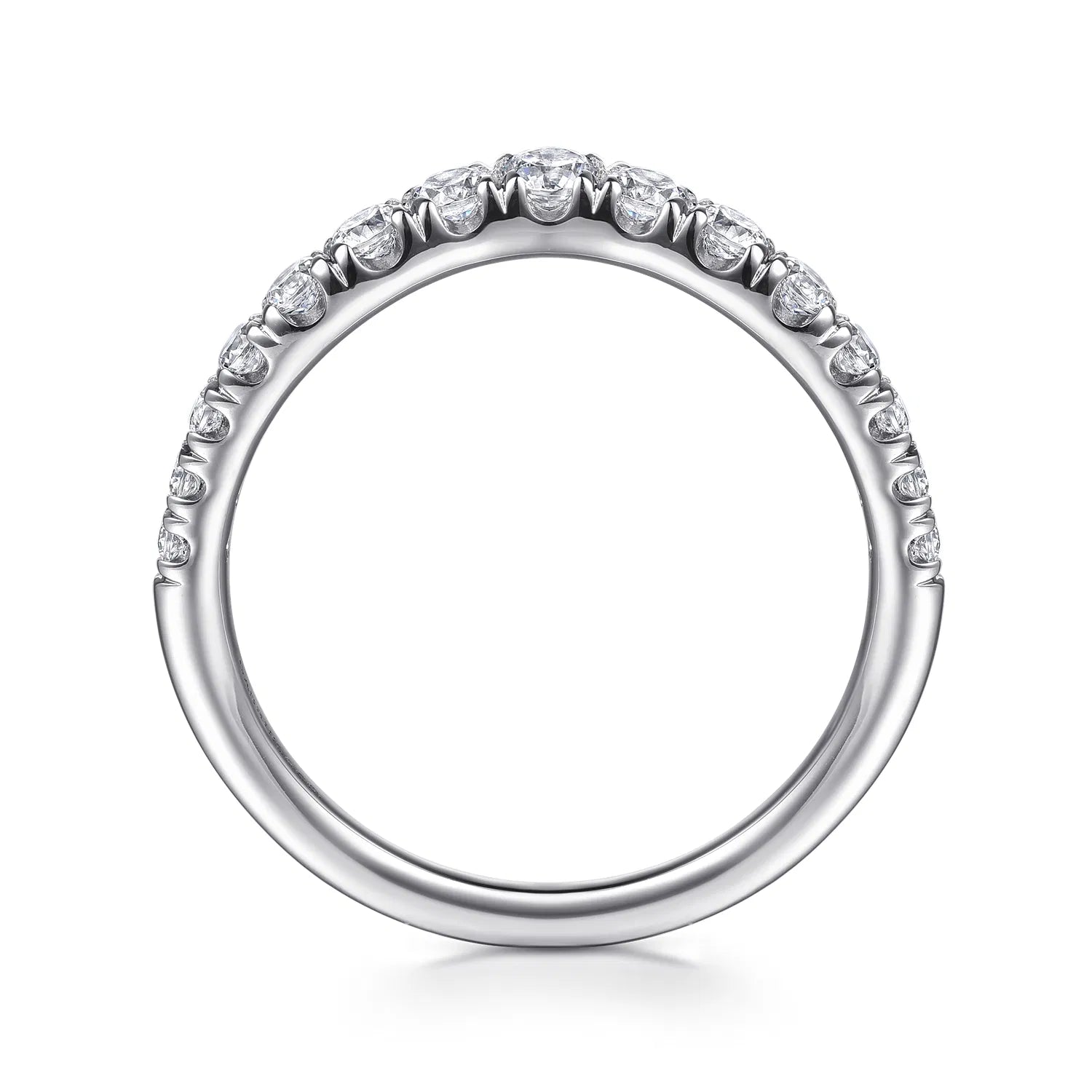 14K Yellow Gold 11 Stone French Pavé Diamond Wedding Band