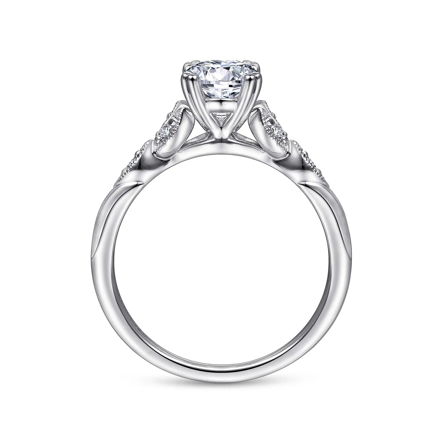 14K White Gold Oval Diamond Engagement Ring