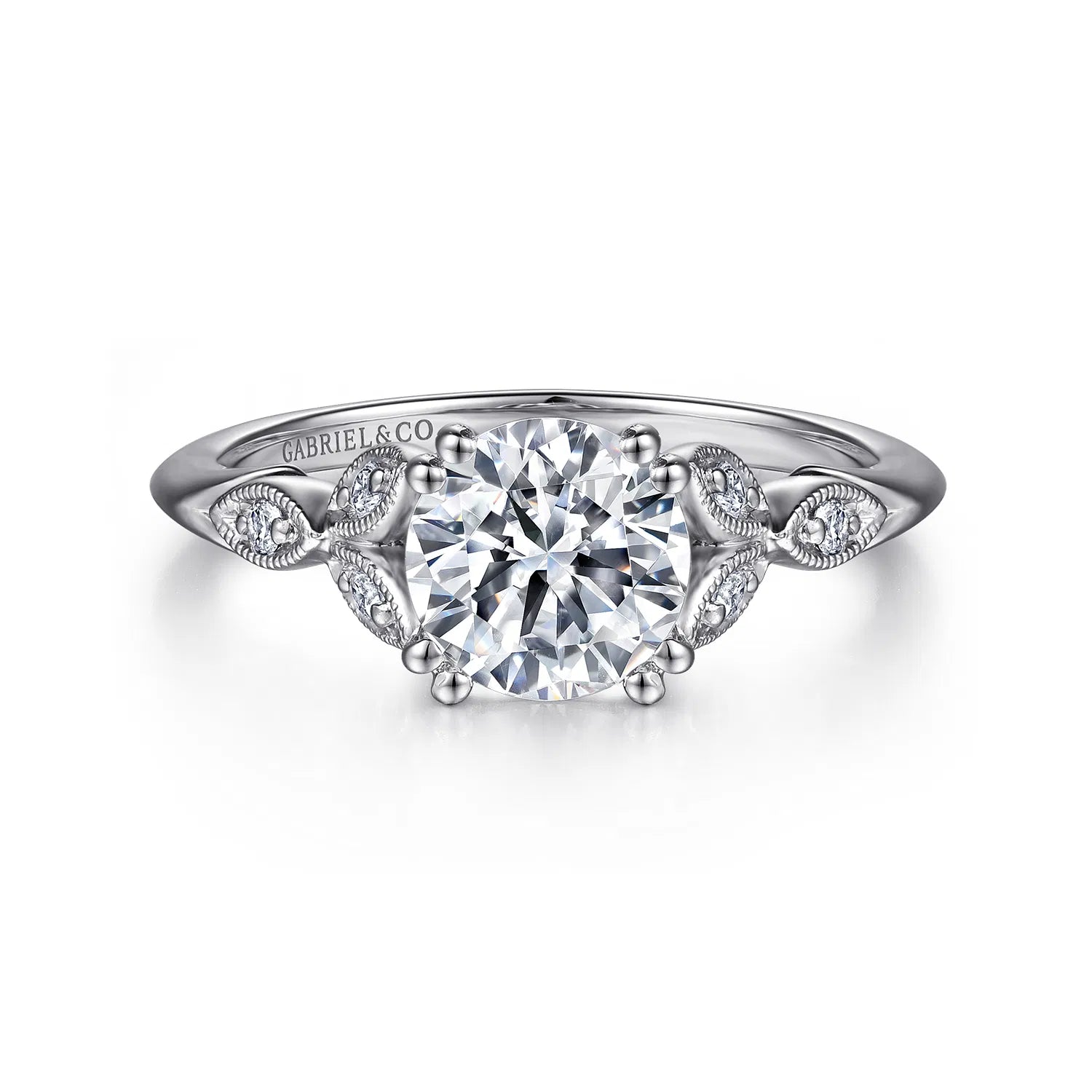 14K White Gold Round Diamond Engagement Ring