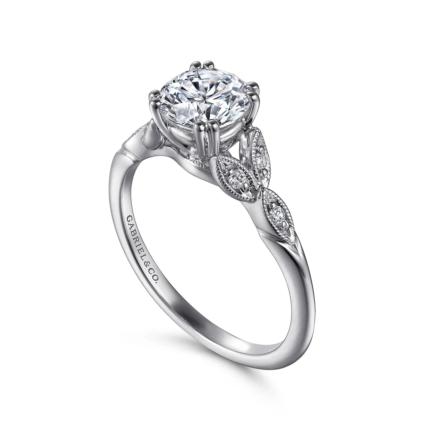 14K White Gold Round Diamond Engagement Ring