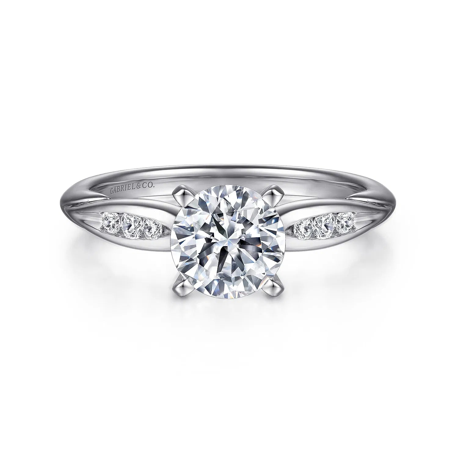 14K White Gold Round Diamond Engagement Ring