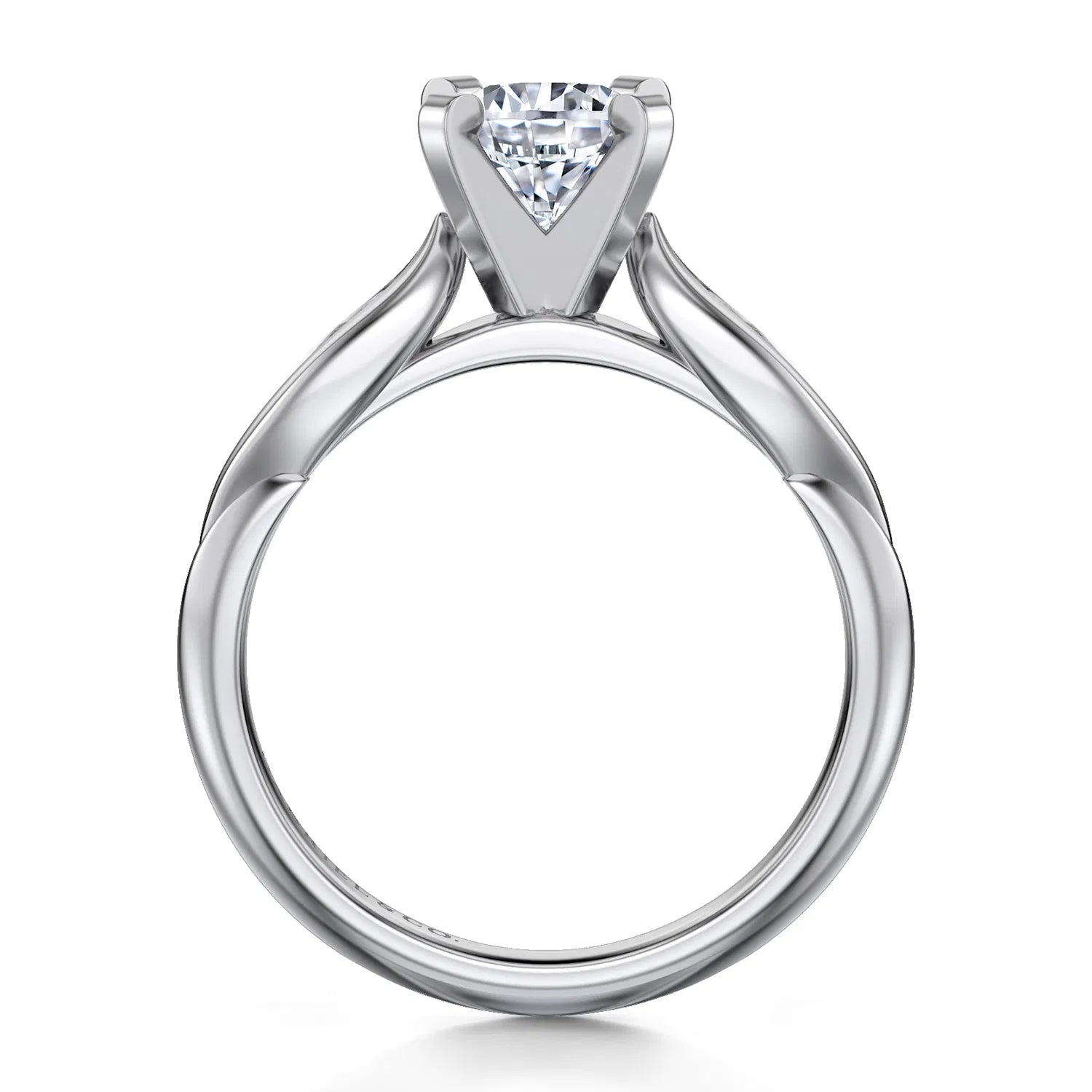 14K White Gold Round Diamond Engagement Ring
