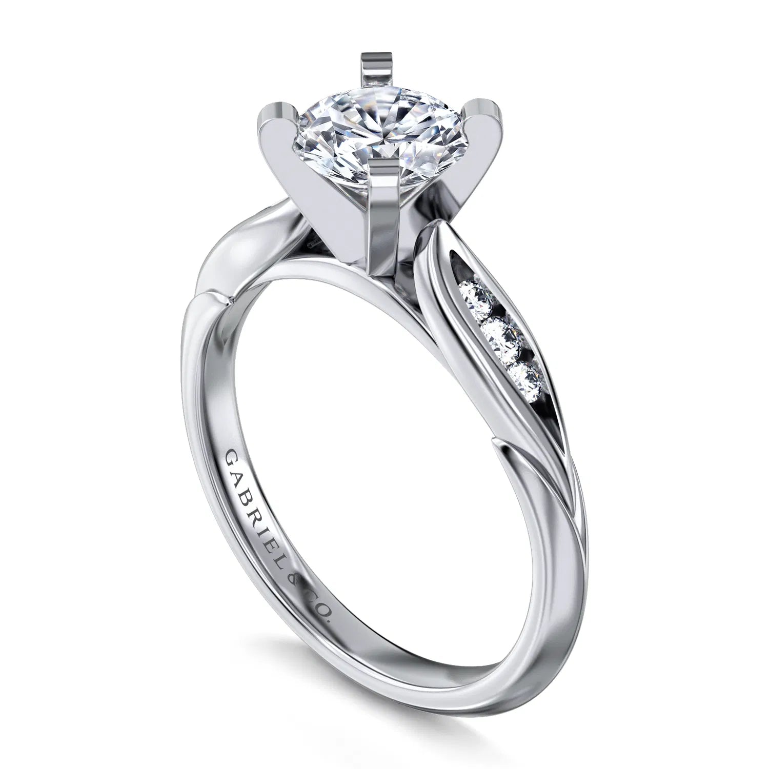 14K White Gold Round Diamond Engagement Ring
