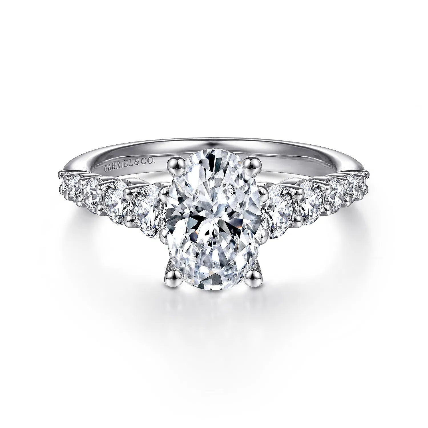 14K White Gold Oval Diamond Engagement Ring