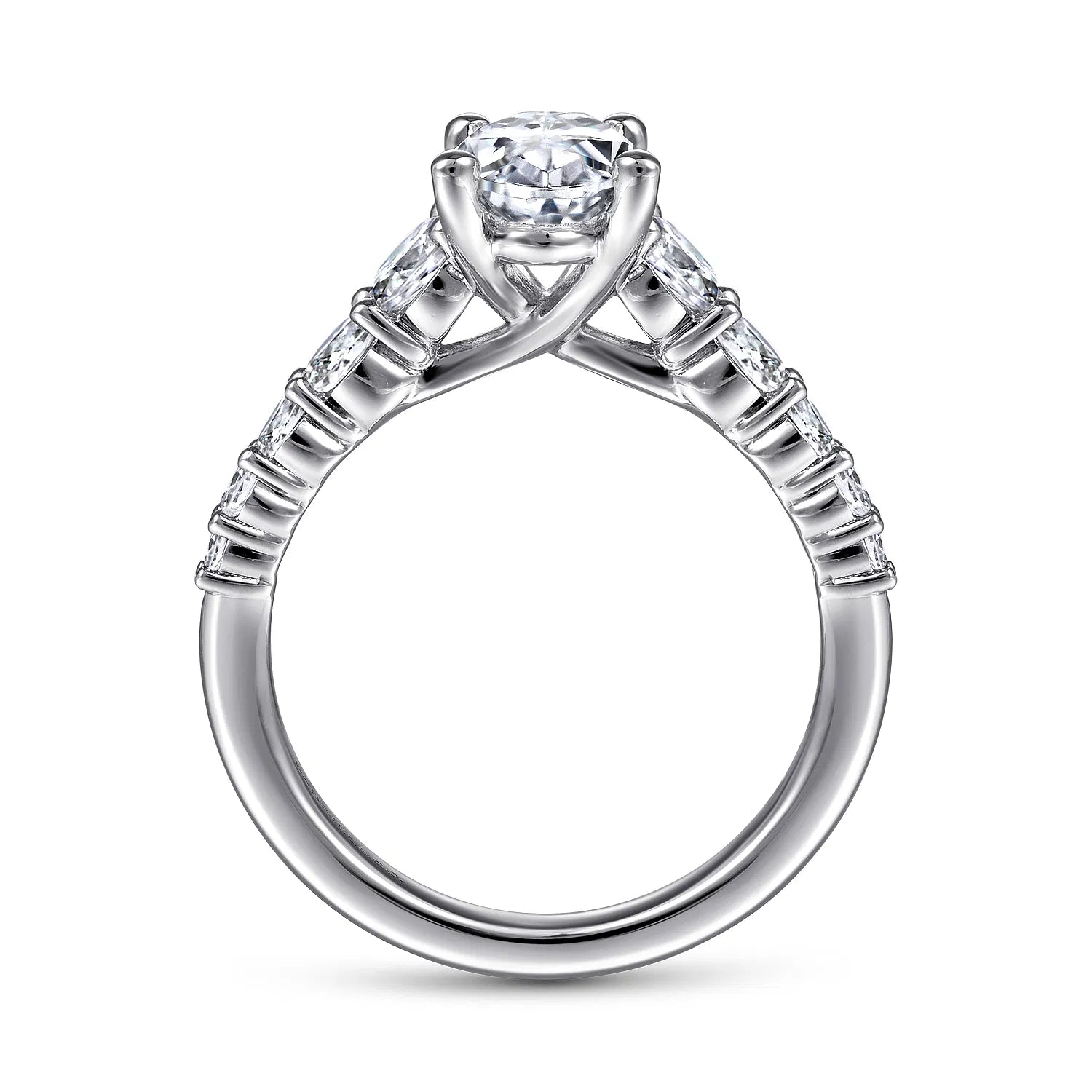 14K White Gold Oval Diamond Engagement Ring
