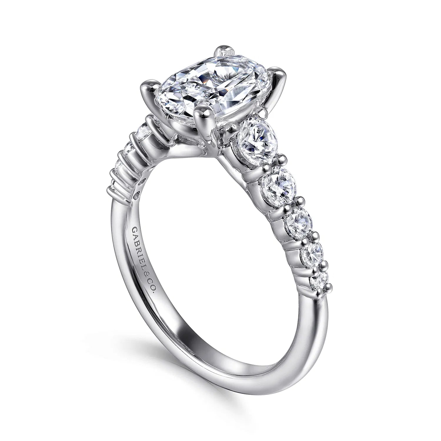 14K White Gold Oval Diamond Engagement Ring