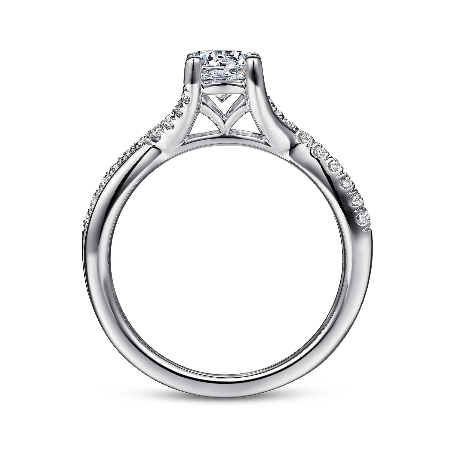 14K White Gold Round Diamond Engagement Ring