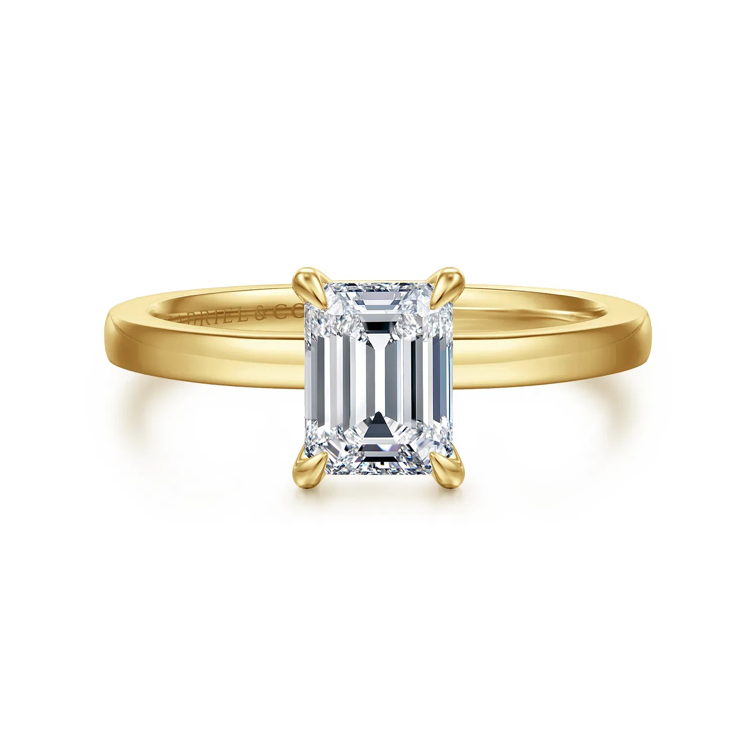 14K Yellow Gold Emerald Cut Diamond Engagement Ring