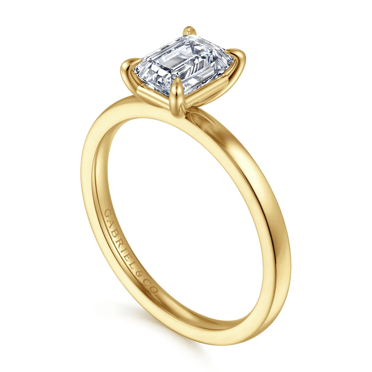 14K Yellow Gold Emerald Cut Diamond Engagement Ring