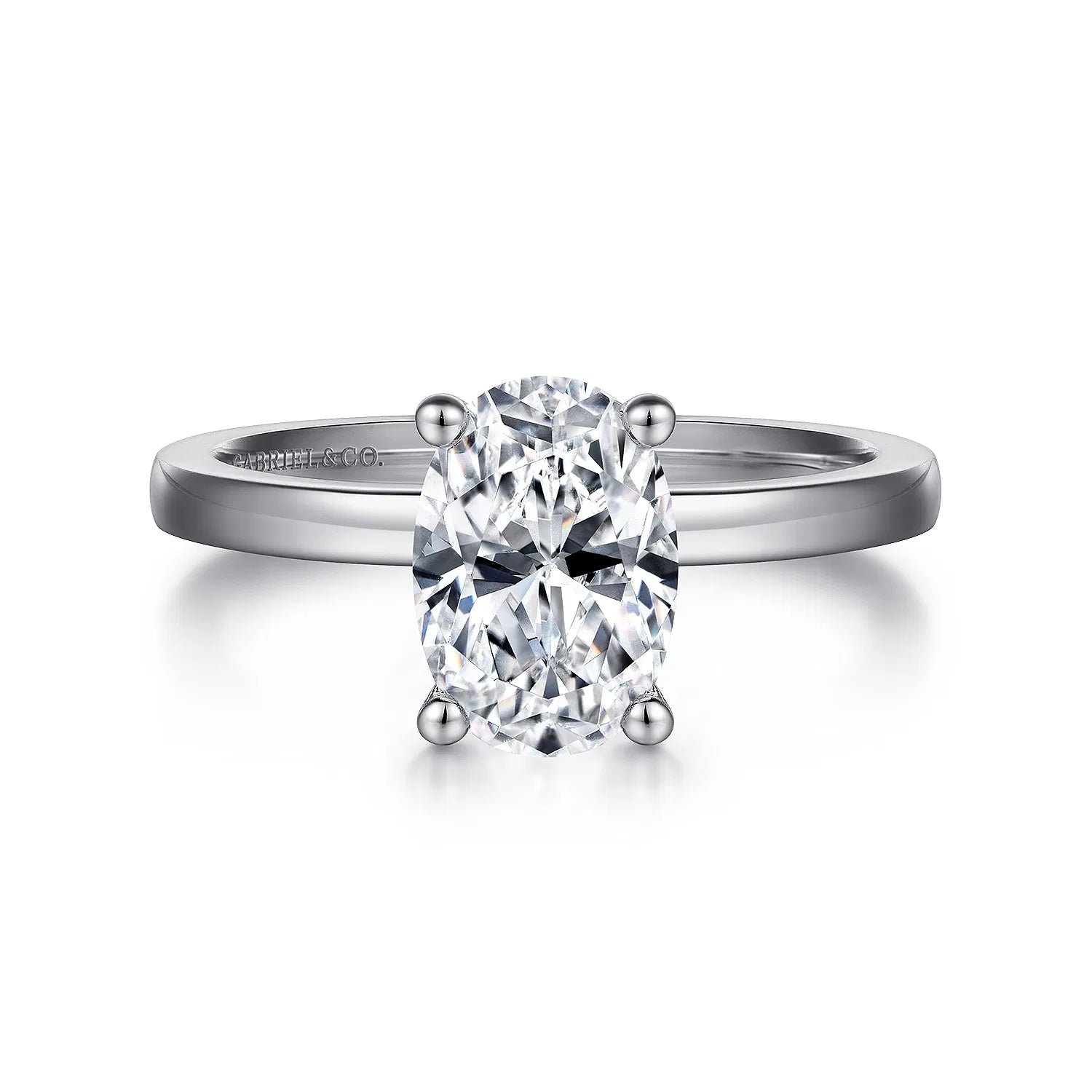 14K White Gold Oval Diamond Engagement Ring