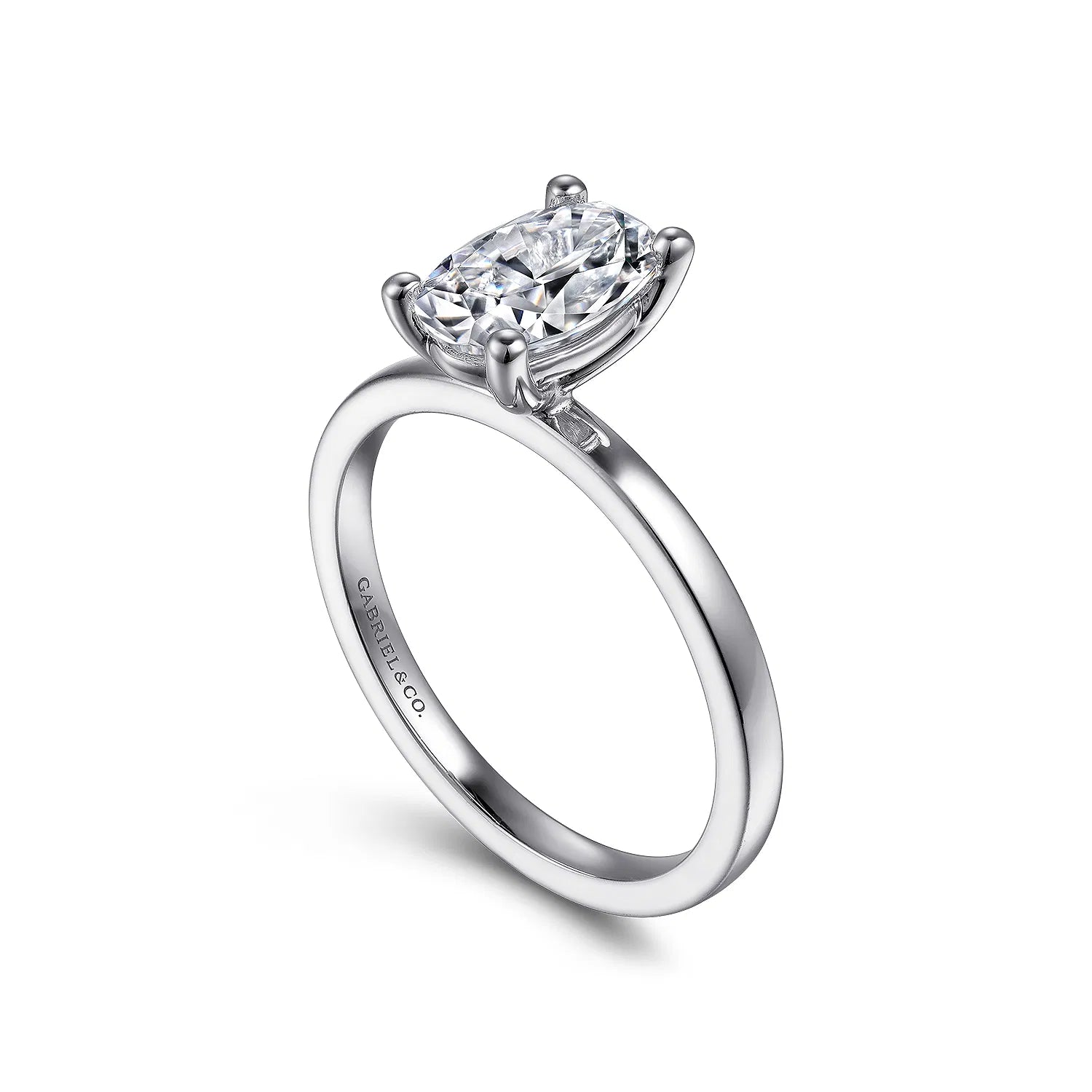 14K White Gold Oval Diamond Engagement Ring