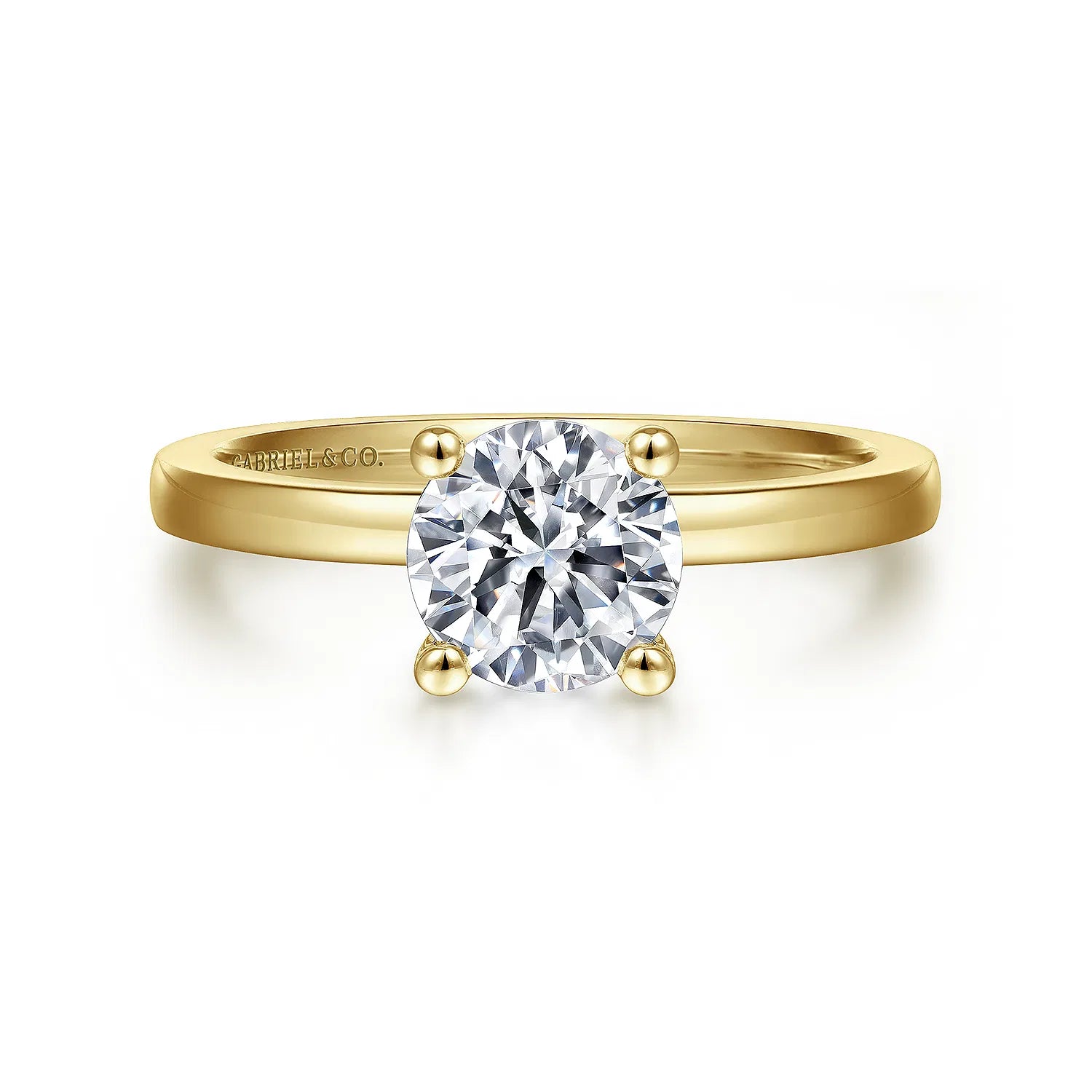 14K Yellow Gold Round Diamond Engagement Ring