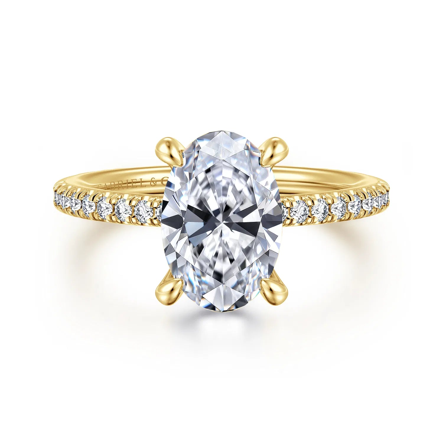 14K Yellow Gold Oval Diamond Engagement Ring