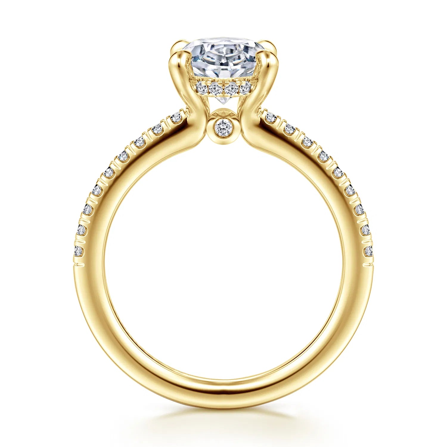 14K Yellow Gold Oval Diamond Engagement Ring