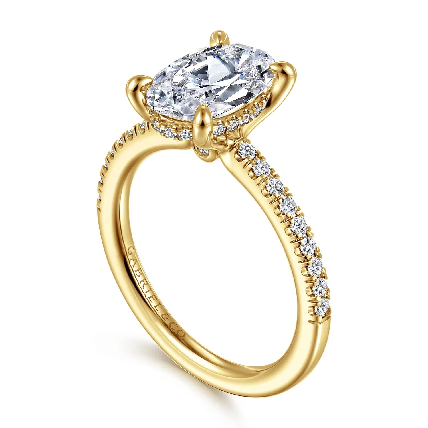 14K Yellow Gold Oval Diamond Engagement Ring