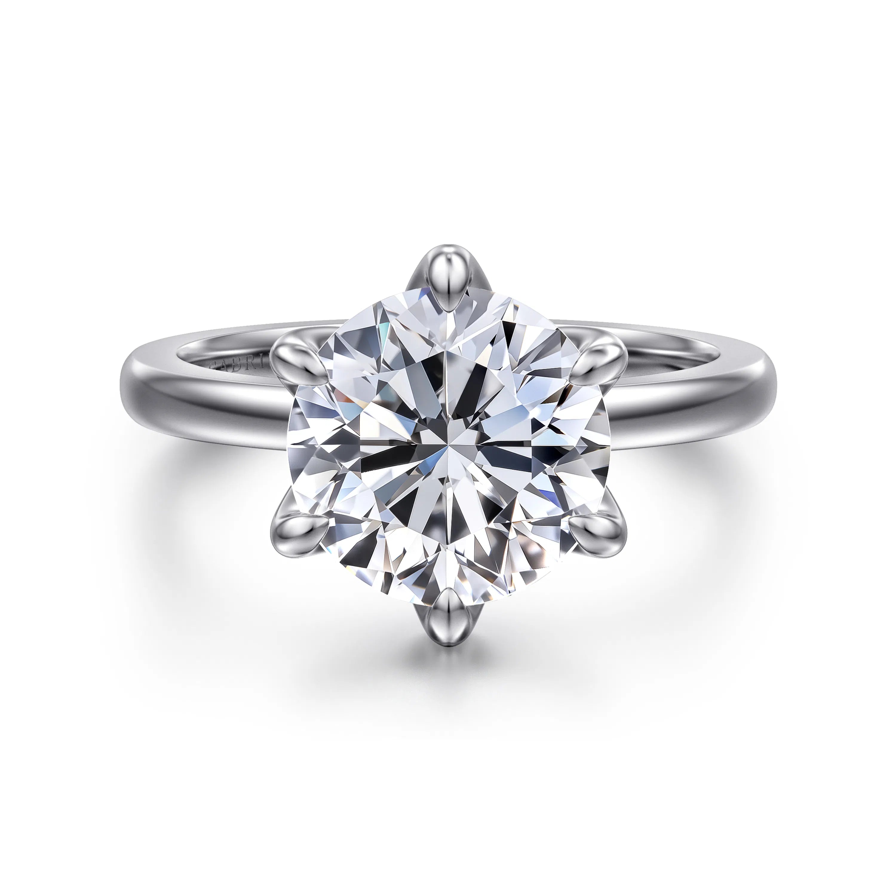14K White Gold Round Solitaire Engagement Ring