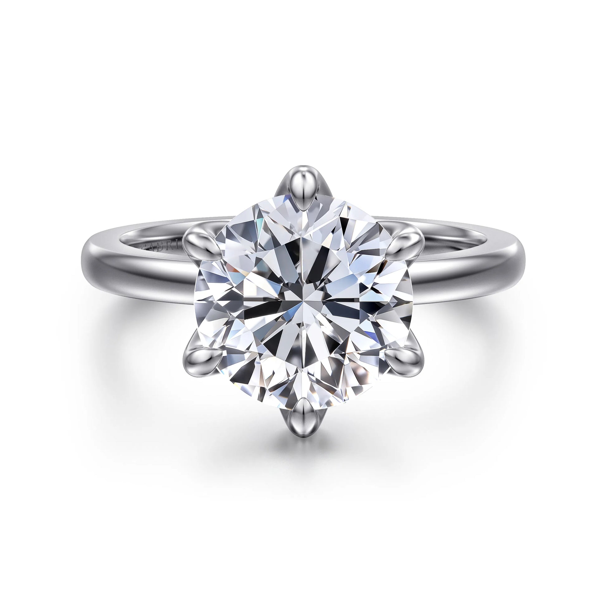 14K White Gold Round Solitaire Engagement Ring