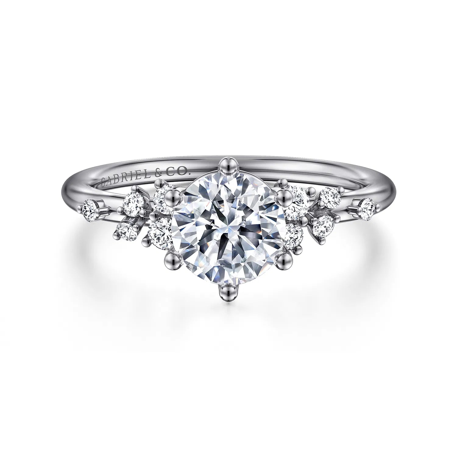 14K White Gold 6 Prong Round Diamond Engagement Ring