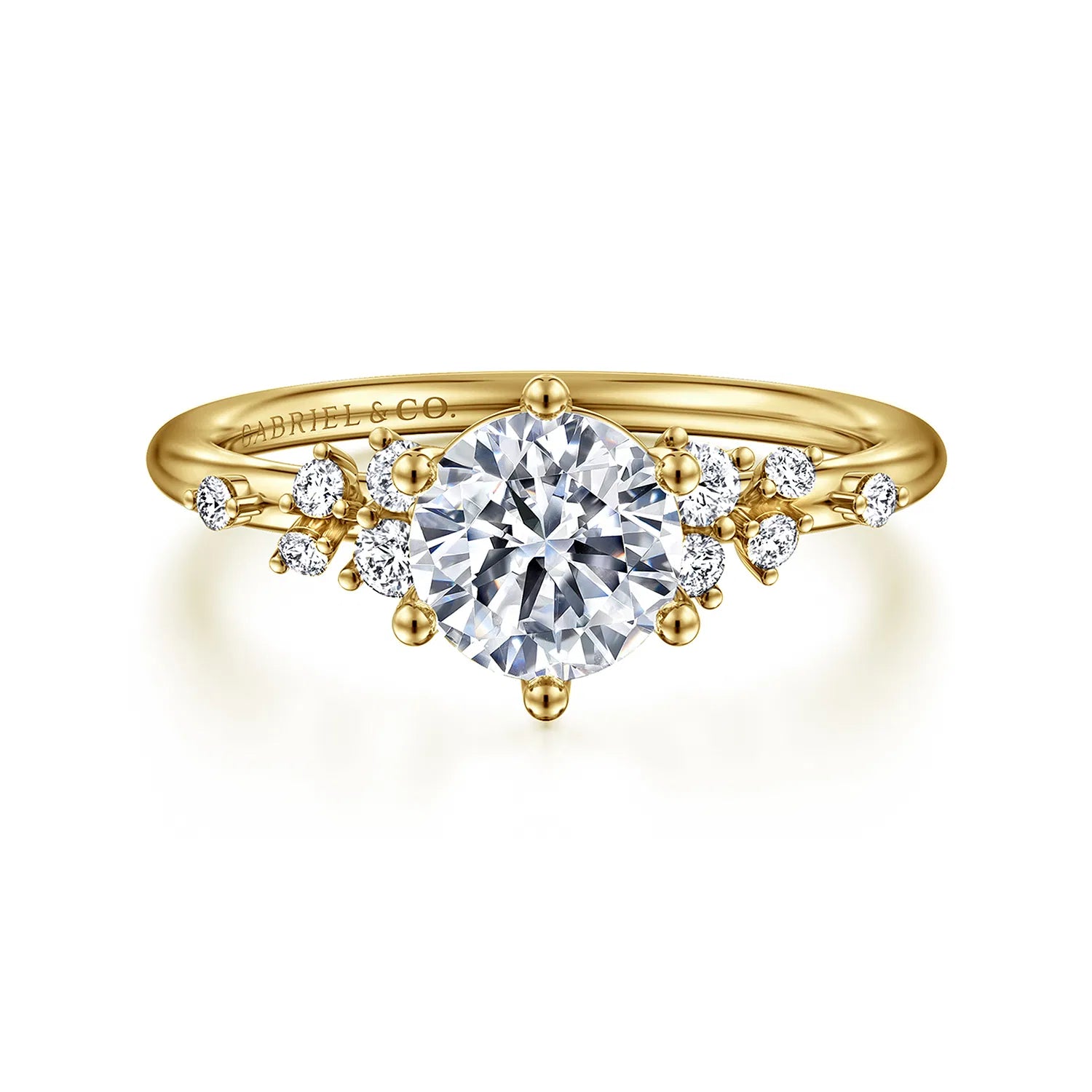 14K Yellow Gold 6 Prong Round Diamond Engagement Ring