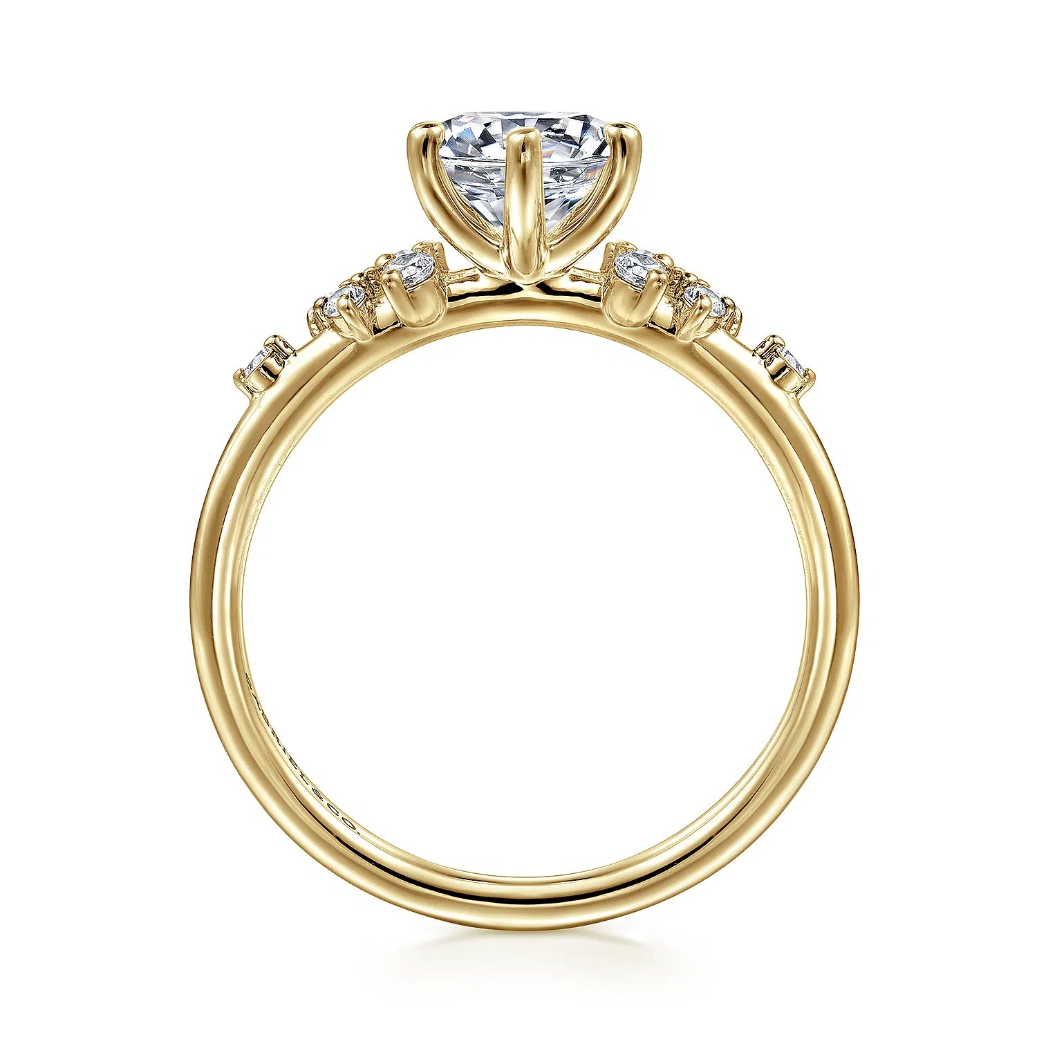 14K Yellow Gold 6 Prong Round Diamond Engagement Ring