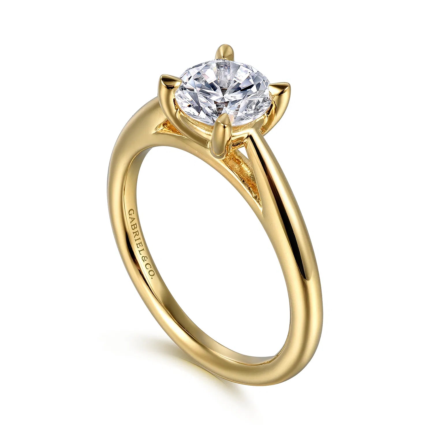 14K Yellow Gold Round Engagement Ring