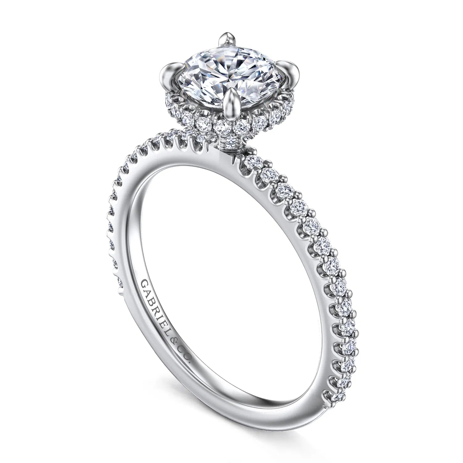 14K White Gold Round Diamond Engagement Ring