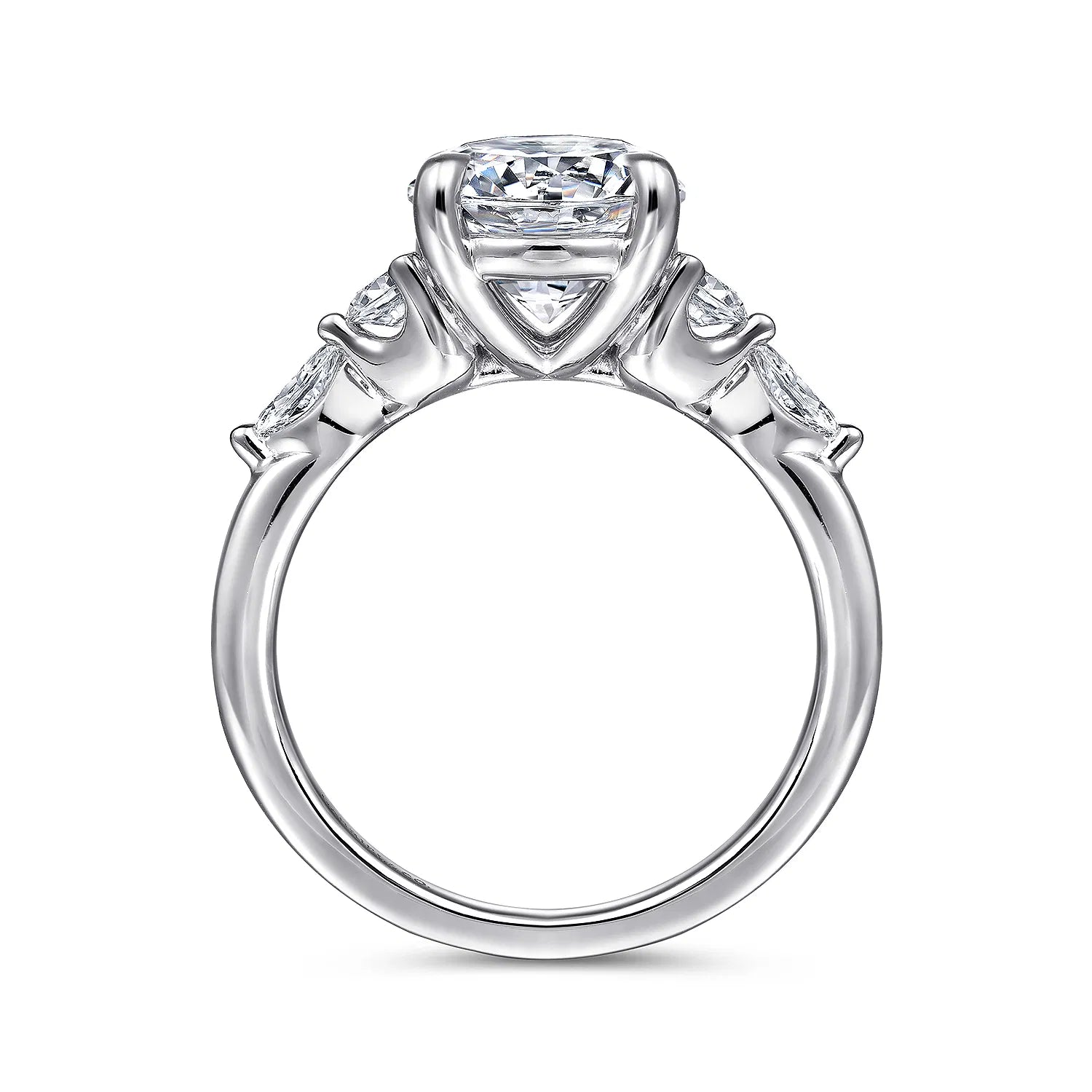 14K White Gold Round Five Stone Diamond Engagement Ring