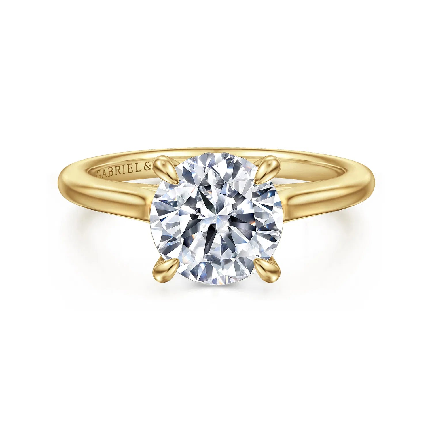 14K Yellow Gold Round Diamond Engagement Ring