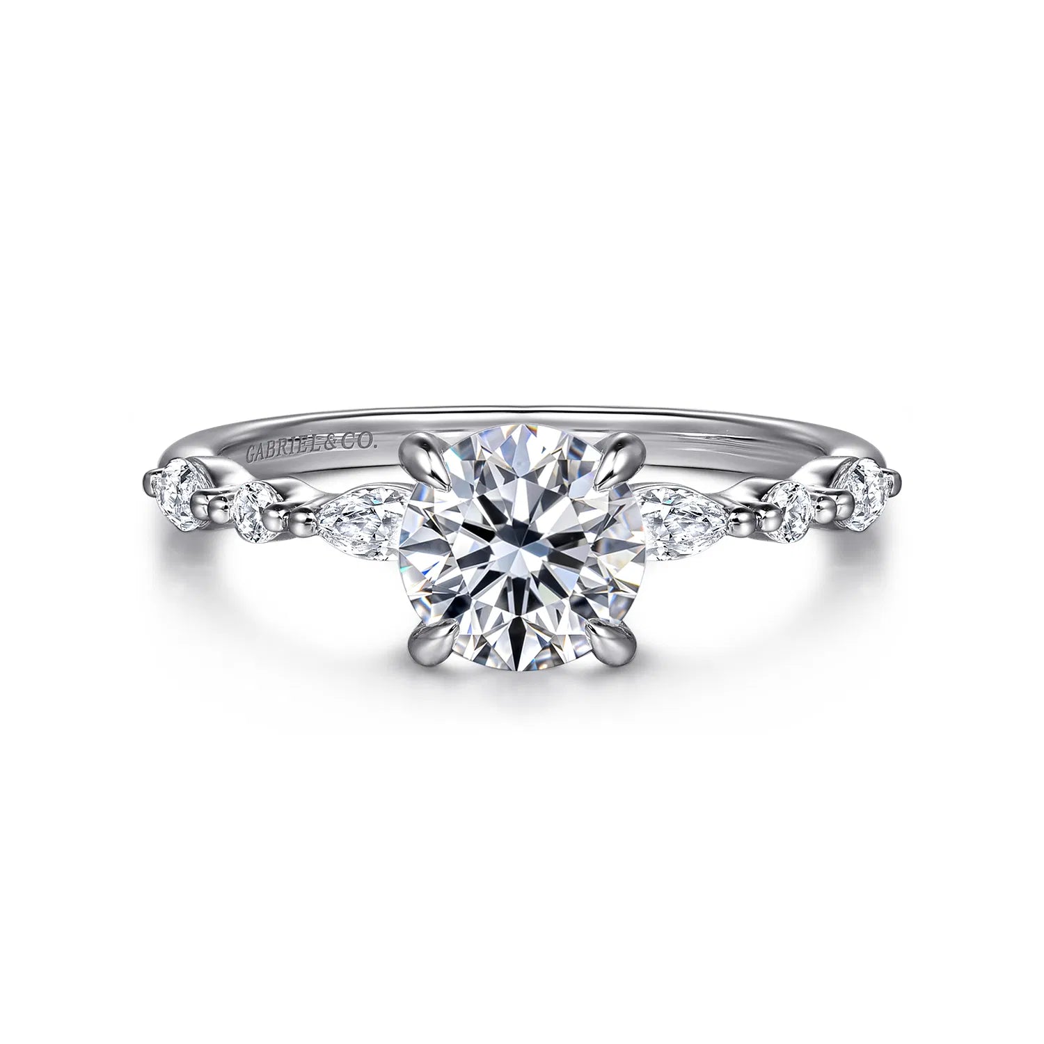 14K White Gold Round Diamond Engagement Ring