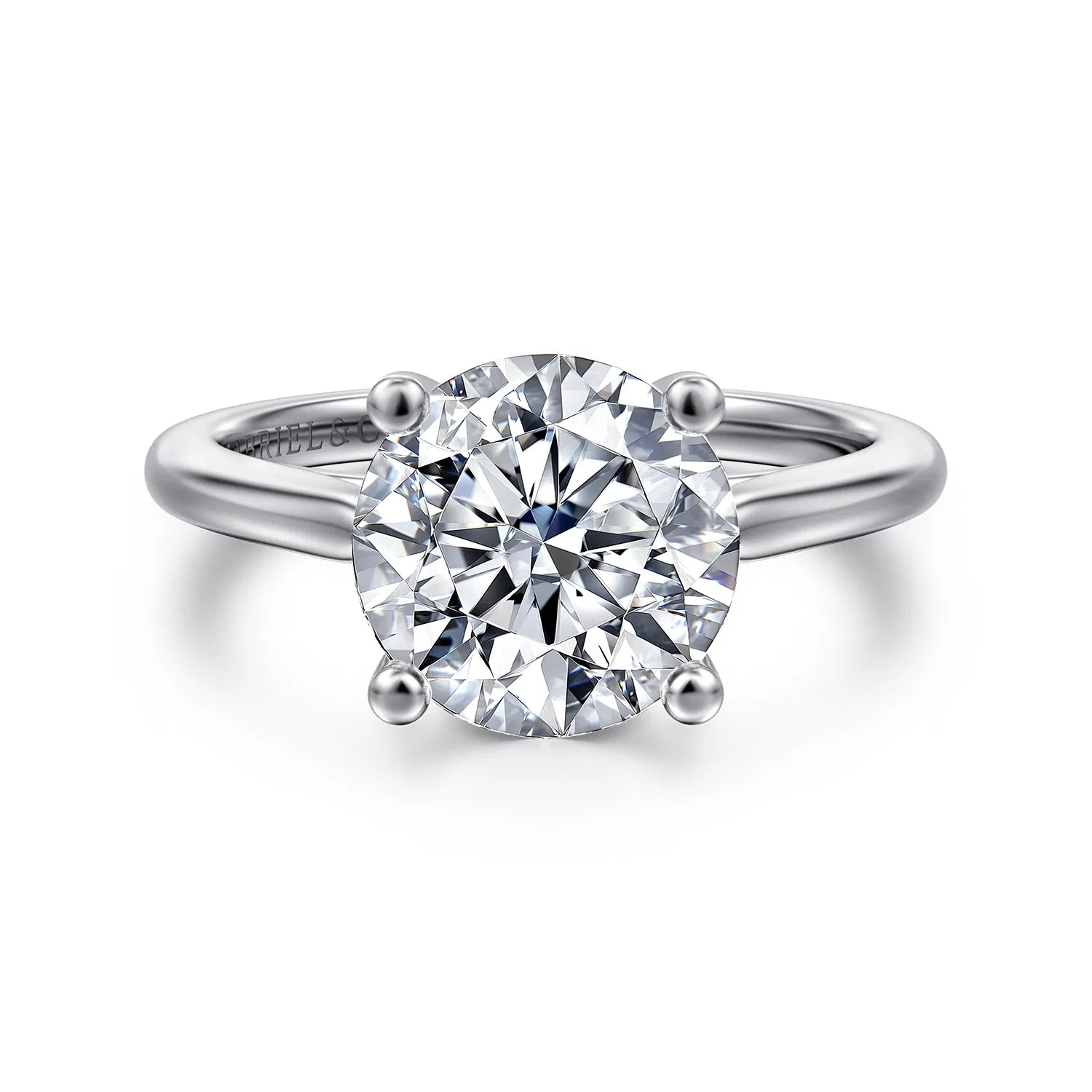 14K White Gold Round Solitaire Diamond Engagement Ring
