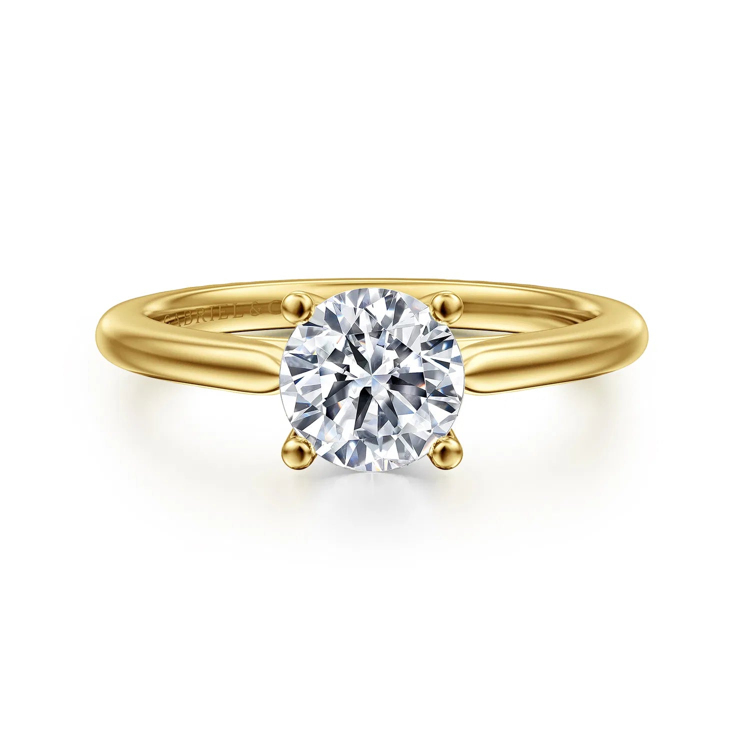 14K Yellow Gold Round Solitaire Diamond Engagement Ring