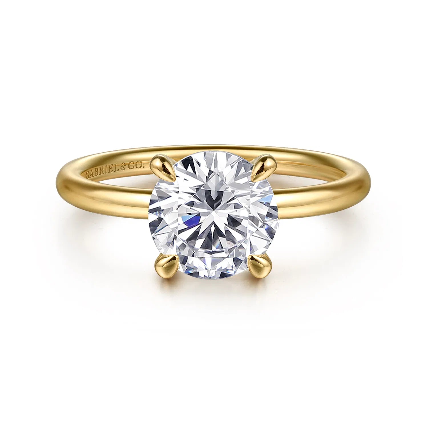 14K Yellow Gold Round Solitaire Diamond Engagement Ring