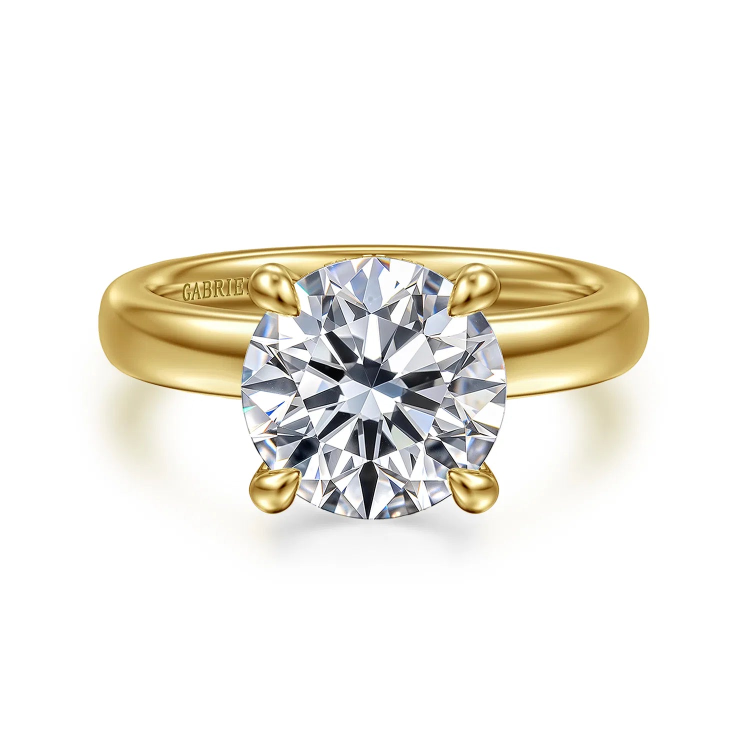 14K Yellow Gold Round Diamond Engagement Ring