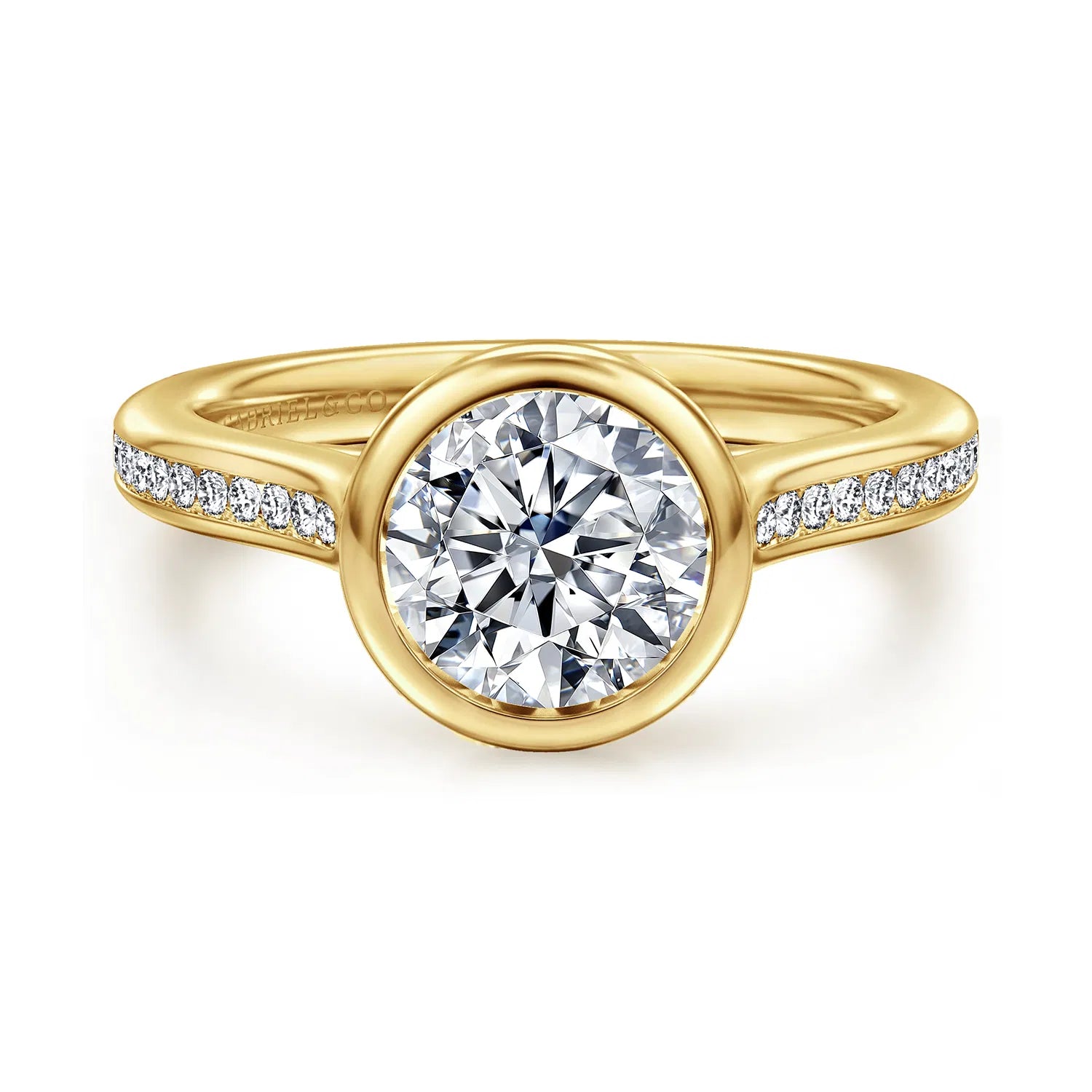 14K Yellow Gold Round Diamond Engagement Ring