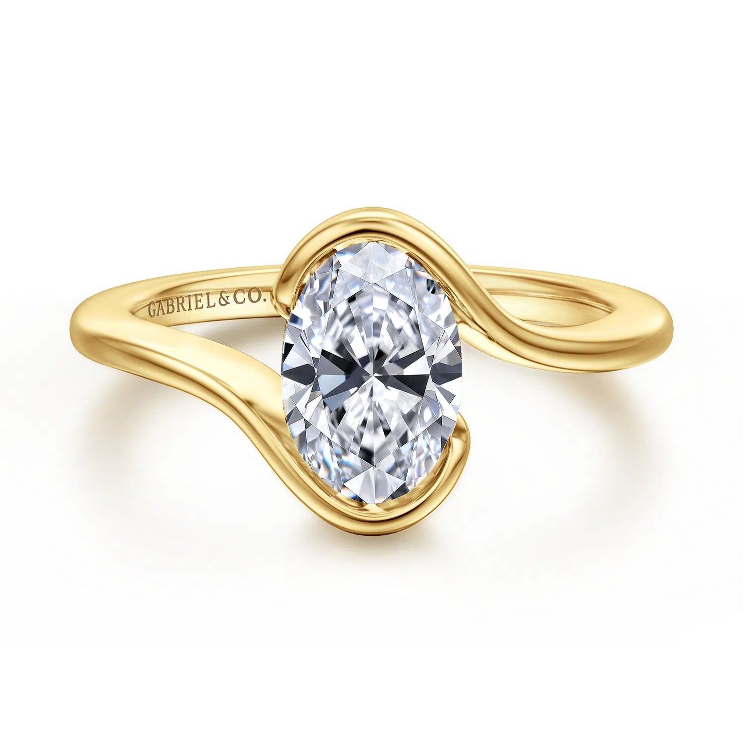 14K Yellow Gold Oval Solitaire Diamond Engagement Ring