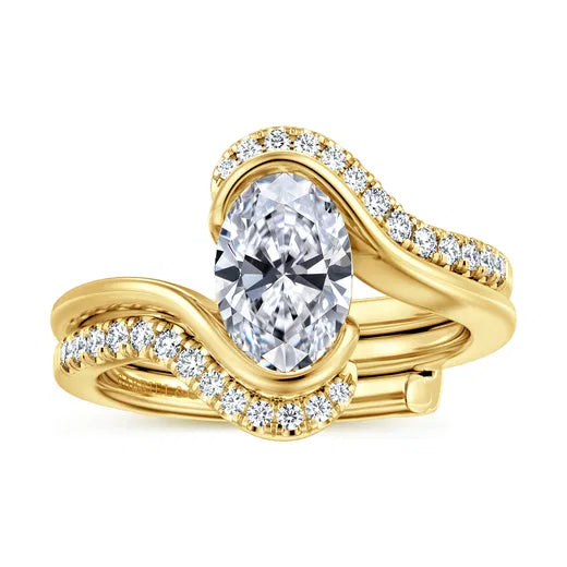 14K Yellow Gold Oval Solitaire Diamond Engagement Ring