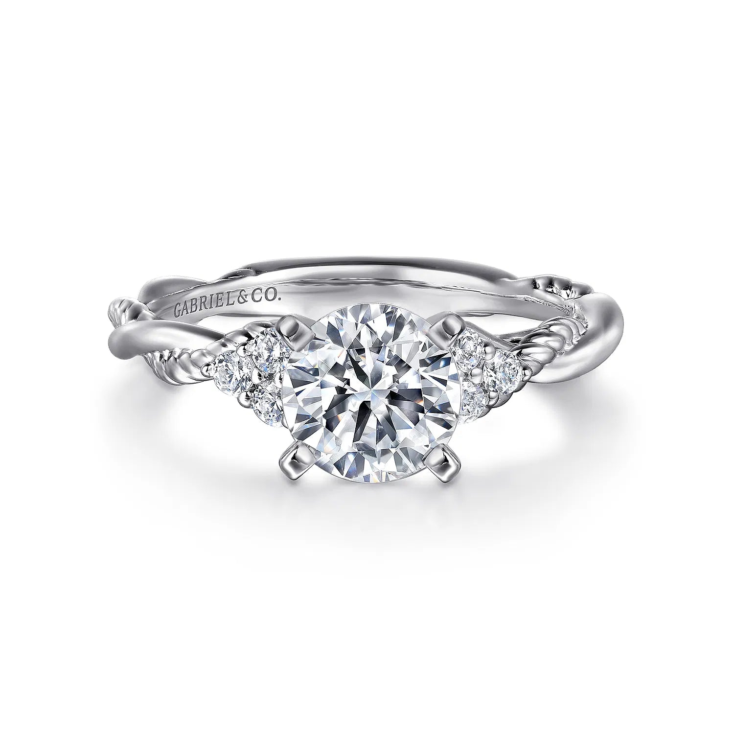14K White Gold Round Diamond Engagement Ring