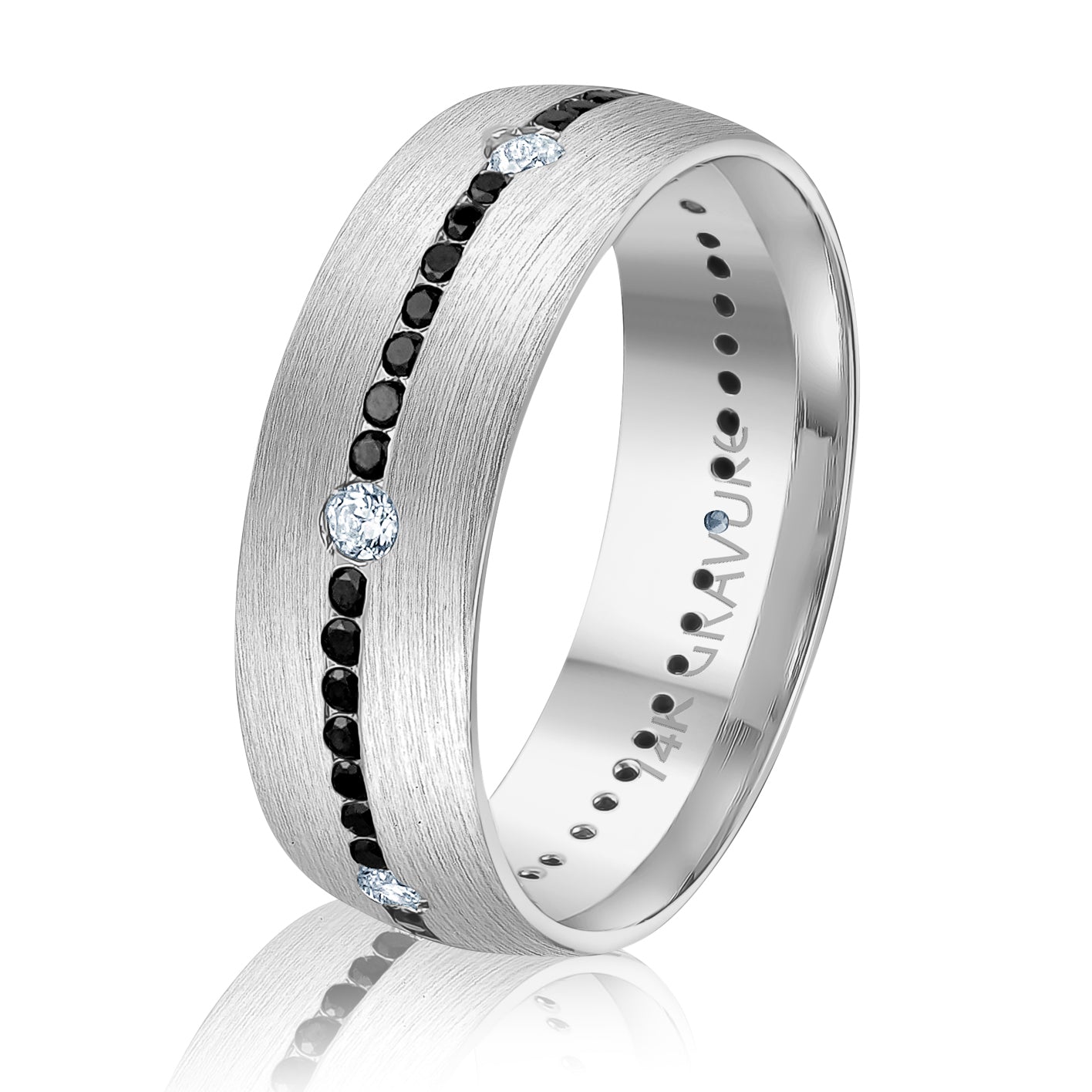 10K White gold, Black and white diamonds men's band