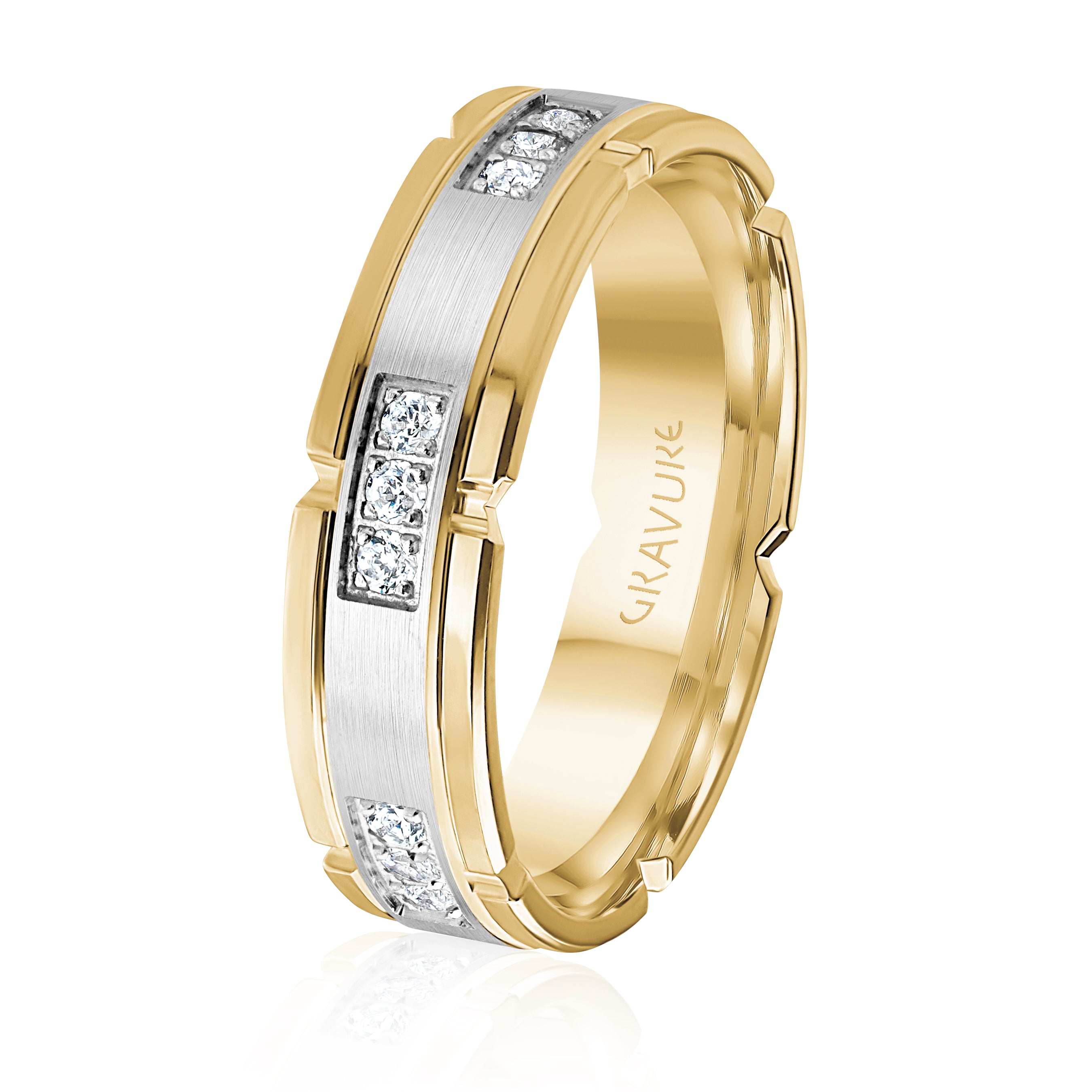 10K Yellow and White gold men's wedding band