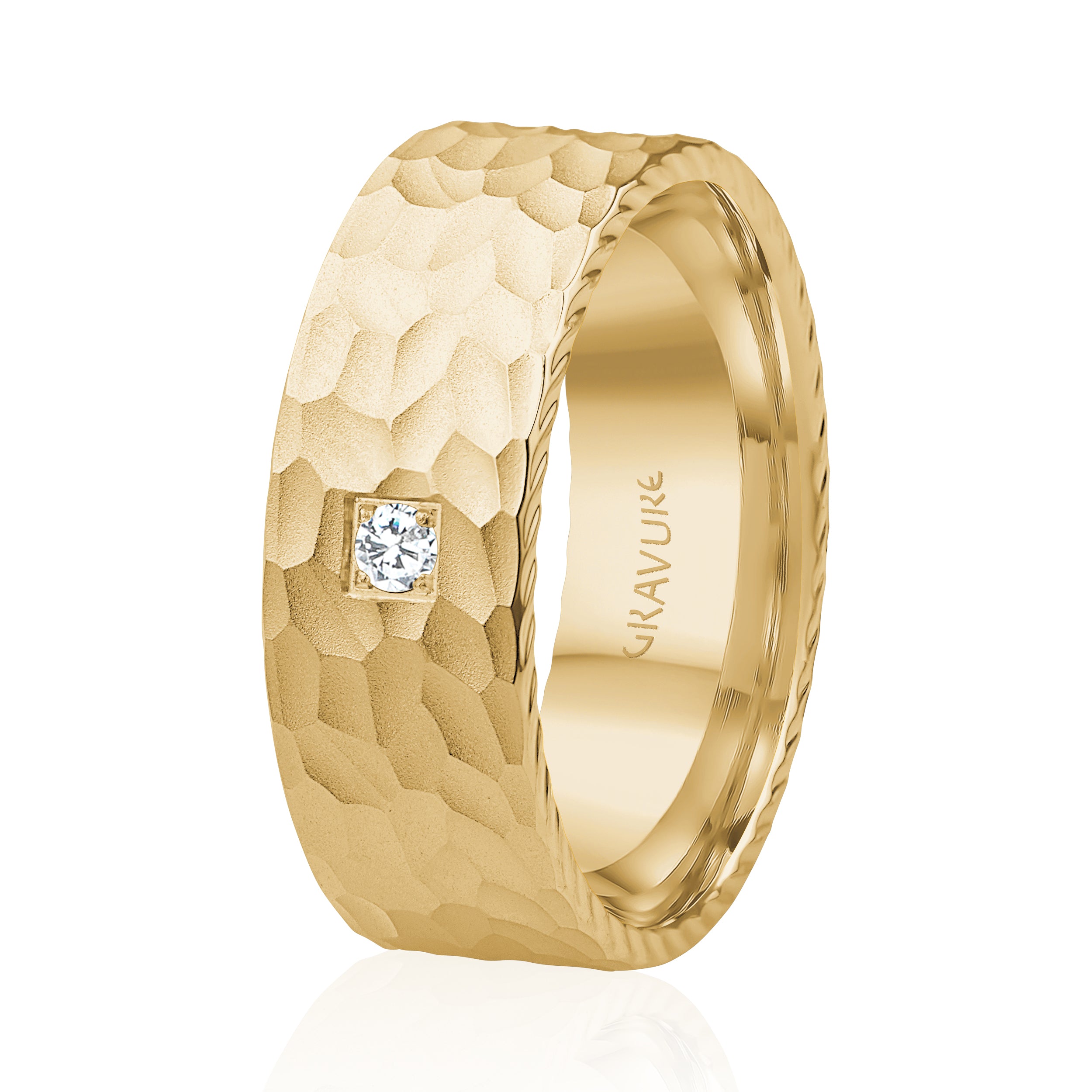 10K yellow god diamond men's wedding band