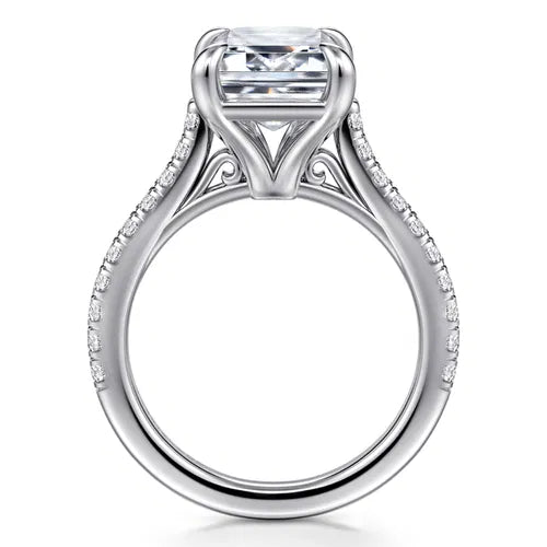 14K White Gold Emerald Cut Diamond Engagement Ring